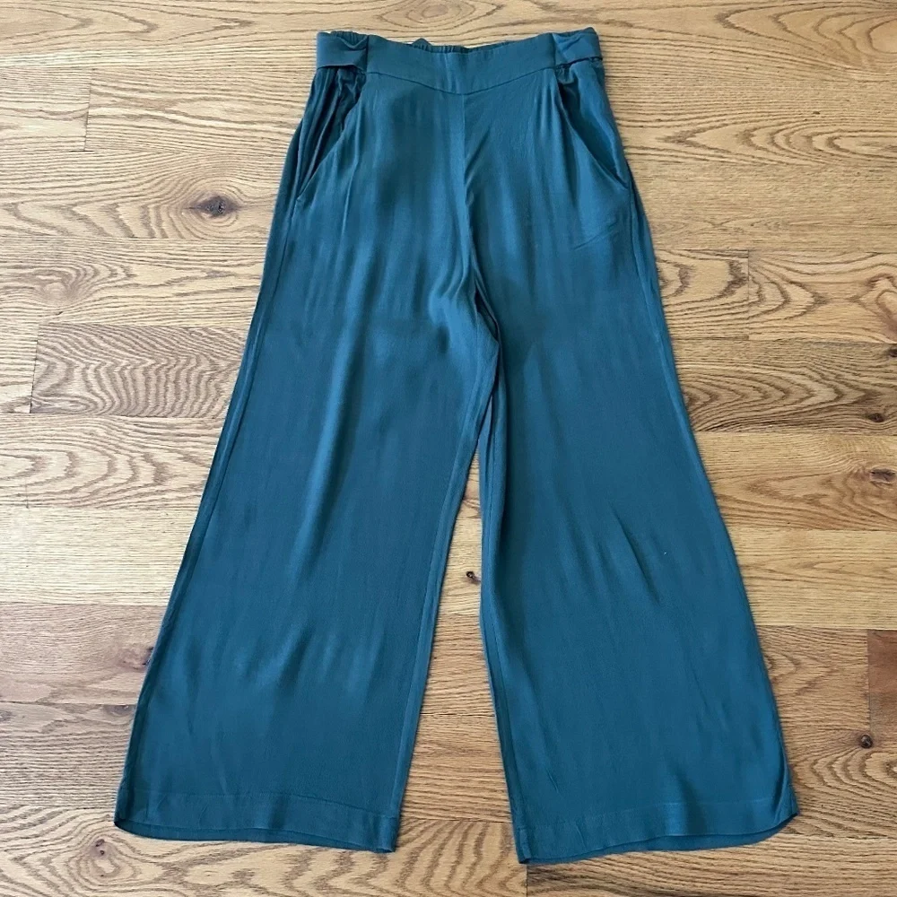 Aritzia Wilfred High-Waist Wide-Leg Ankle Linen-Blend Pant (Size XS)